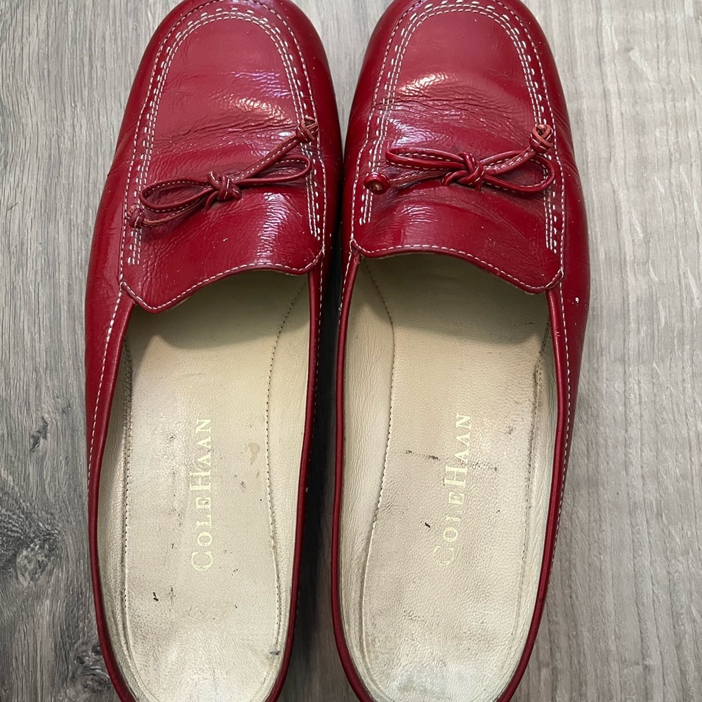 Cole Haan Red Leather Slip-On Loafers
